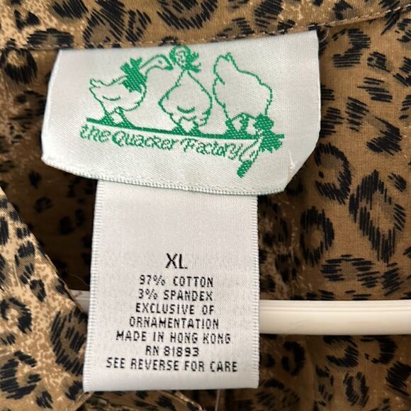 Quacker Factory leopard print cotton blouse tunic size XL NEW - Picture 2 of 5